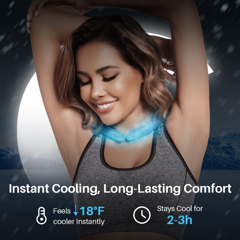 Auto-Freezing Ring – 27°C / 80°F Neck Cooler for Hot Weather, Reusable Cooling Tube Wrap for Sports, Travel, Commuting, Office, and Outdoor Heat Relief