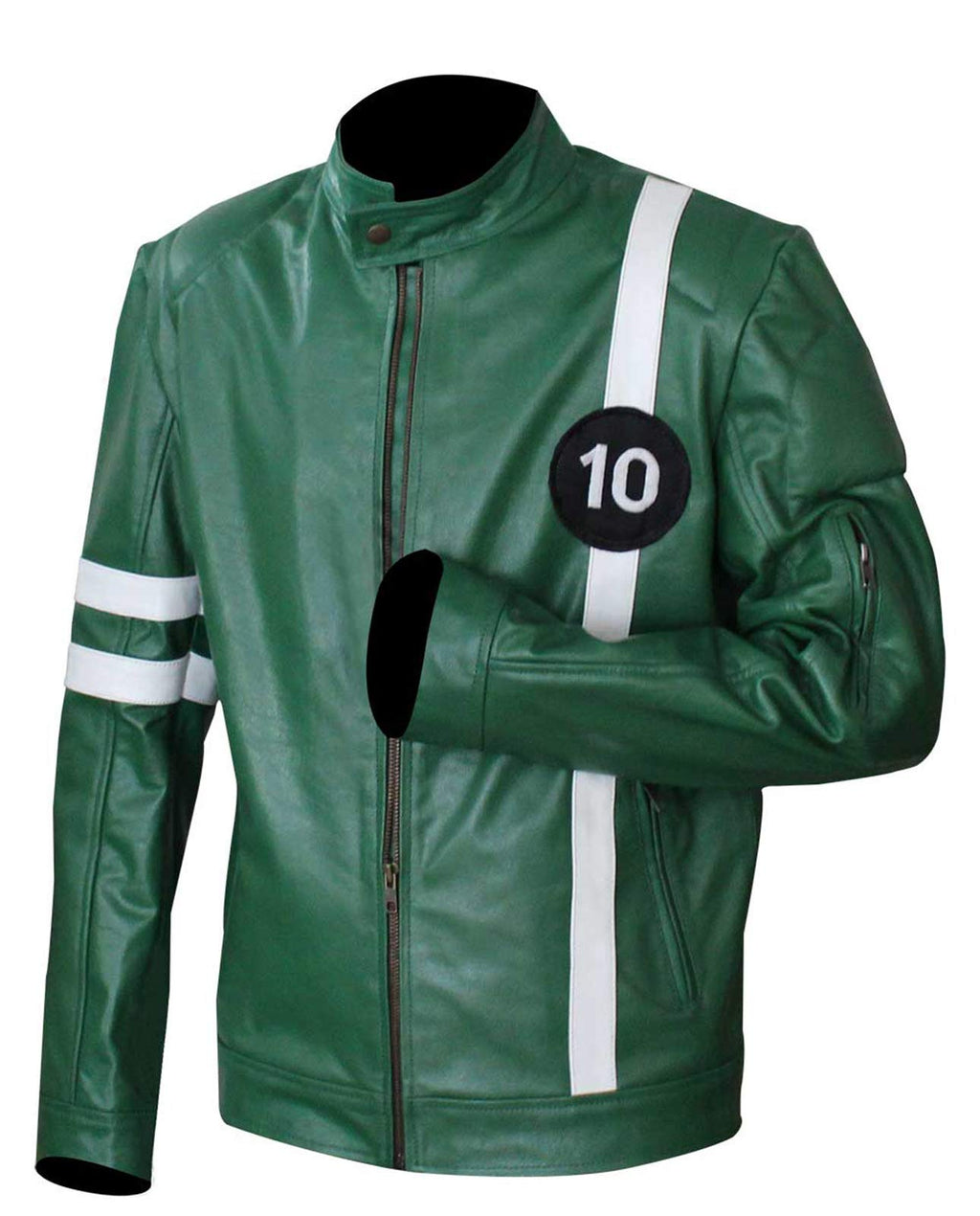 Leather Motorcycle Jacket Green B10 Superhero for Mens Outerwear - 2X Large