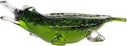 9.5" Glass Green Gator Figurine/Paperweight