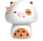 Squishy Cloud-Like Softness, Trending Kawaii Milk Tea Cow Mushroom Plush Pillow, A Must-Have Collectible for Young Adults, Perfect for Kids, Toddlers Girls, Stuffed Animal Decor (14")