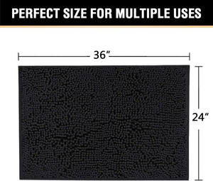Bath Mats for Bathroom Non Slip Luxury Chenille Ultra Soft Bath Rugs 24x36 - Black
