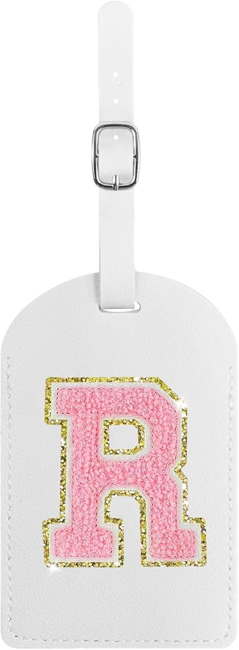 Initial Luggage Tag,Letter Luggage Tag,PU Leather Luggage Tags for Travel Bag Suitcases,Privacy Cover ID Label and Address Card
