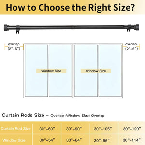 Modern Heavy Duty Curtain Rods for Windows 30 to 90 Inch, Black Decorative Adjustable Window Rods 1 Inch Diameter for Bedroom Living Room Kitchen Drapes (Black,30"-90")