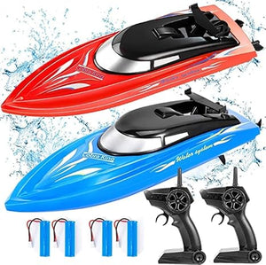 2PACK RC Boat,Remote Control Boats for Kids and Adults,10km/H 2.4G High Speed Remote Control Boat, Fast RC Boats for Pools and Lakes with 4 Rechargeable Battery