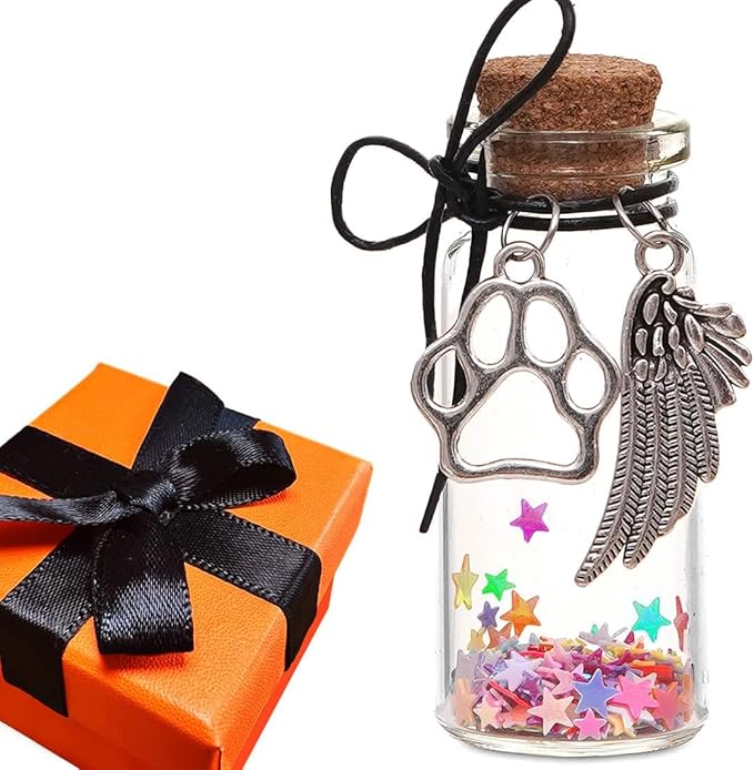 Loss of Pet Sympathy Glass Bottle Gift for Pet Owner, Pet Memorial Pet Loss Gifts, Dog Cat Memorial Gift, Pet Remembrance Gift in Memory of Dog Cat, Pet Remembrance Sympathy Condolence Gifts