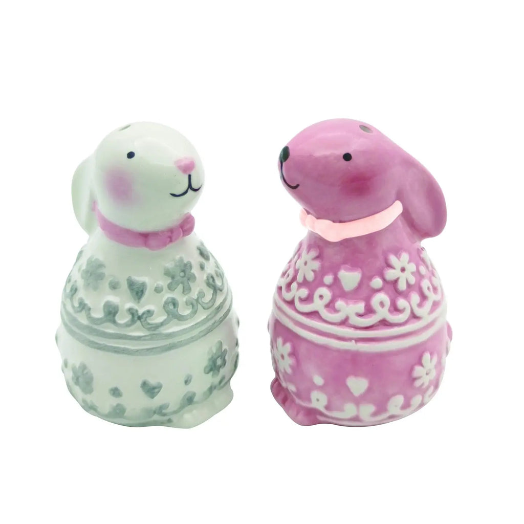 3" Easter Patterned Bunny Salt and Pepper Shaker Set