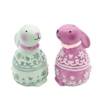 3" Easter Patterned Bunny Salt and Pepper Shaker Set