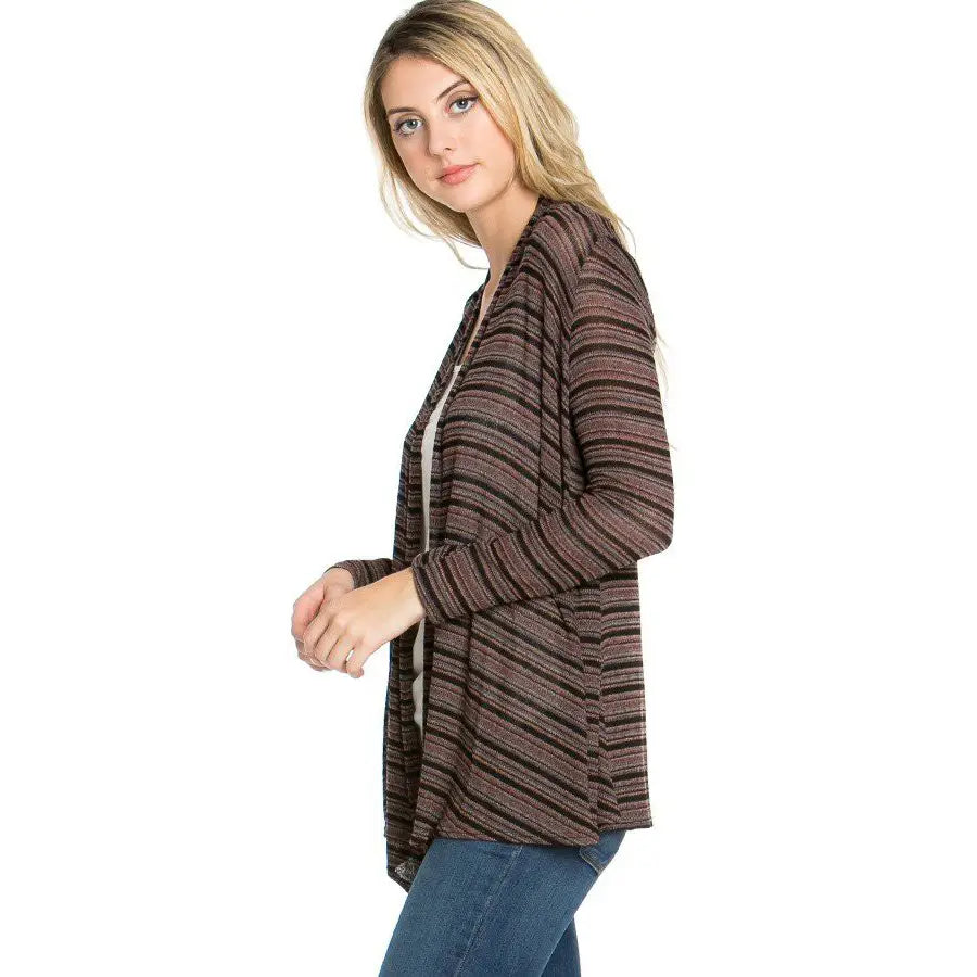 Stripe Long Sleeve Sheer Cardigan