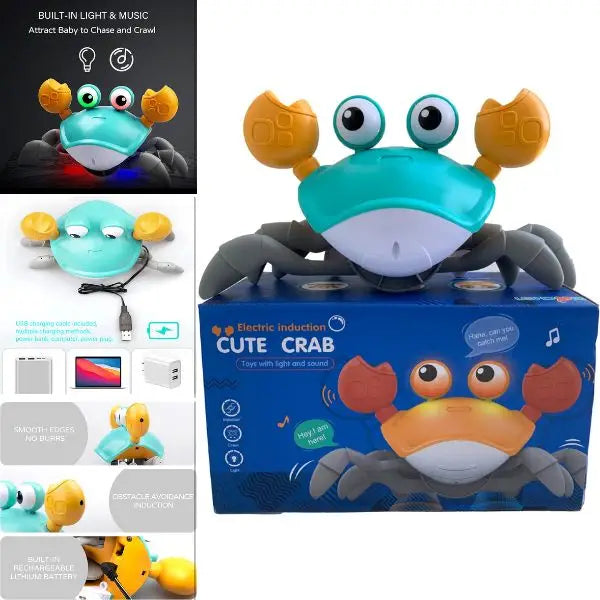 The Cute Crab - USB Charging - Sounds, Movements, Lights - The Induction Crawling Crab
