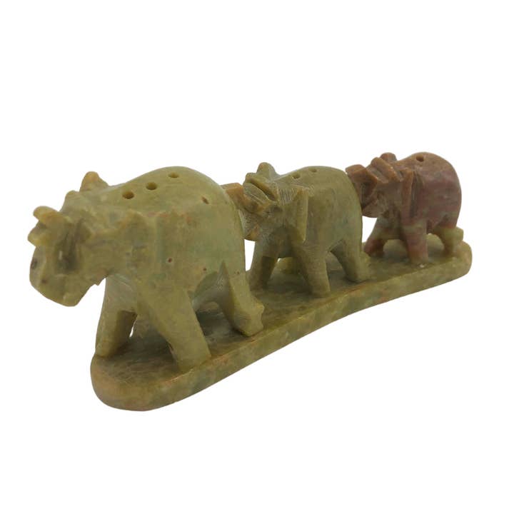 Soap Stone Elephant Row of 3 Paper Weight Soapstone Figurine