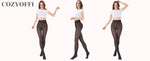 COZYOFFI Fleece Lined Tights Thermal Pantyhose Fake Translucent Women Sheer Legs-Size Large