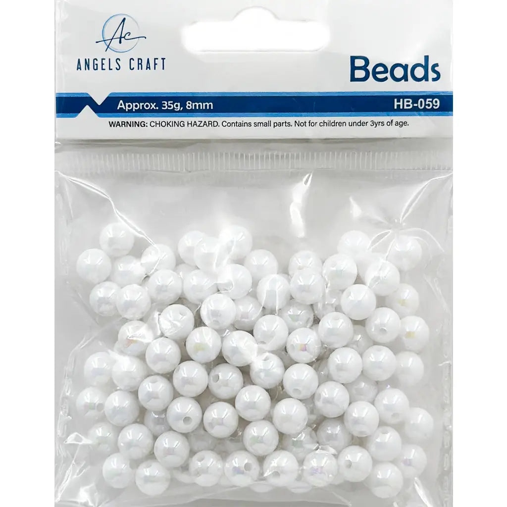 35g Acrylic Beads 0.3" (8mm)-Comes in White or Pink Colors