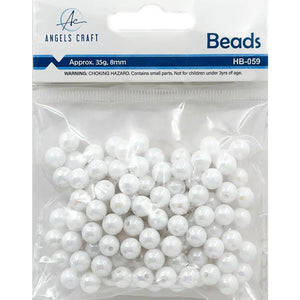 35g Acrylic Beads 0.3" (8mm)-Comes in White or Pink Colors