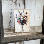Red White Blue Bouquet Block Tabletop Sign
