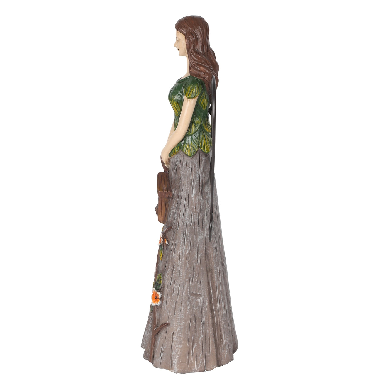 Floral Woodland Angel Holding Birdhouse Statuary