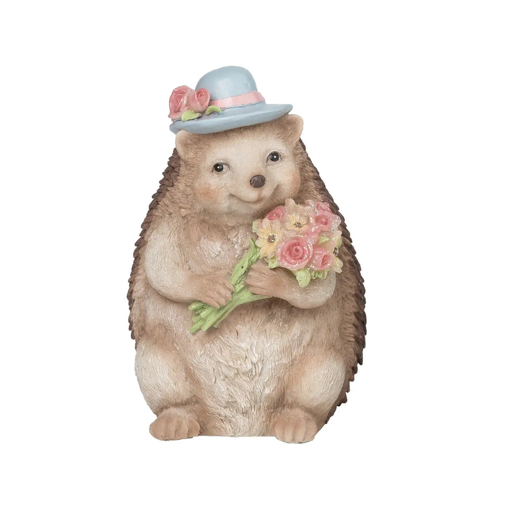 Resin 4.25" Brown Spring Light Up Hedgehog Figurine