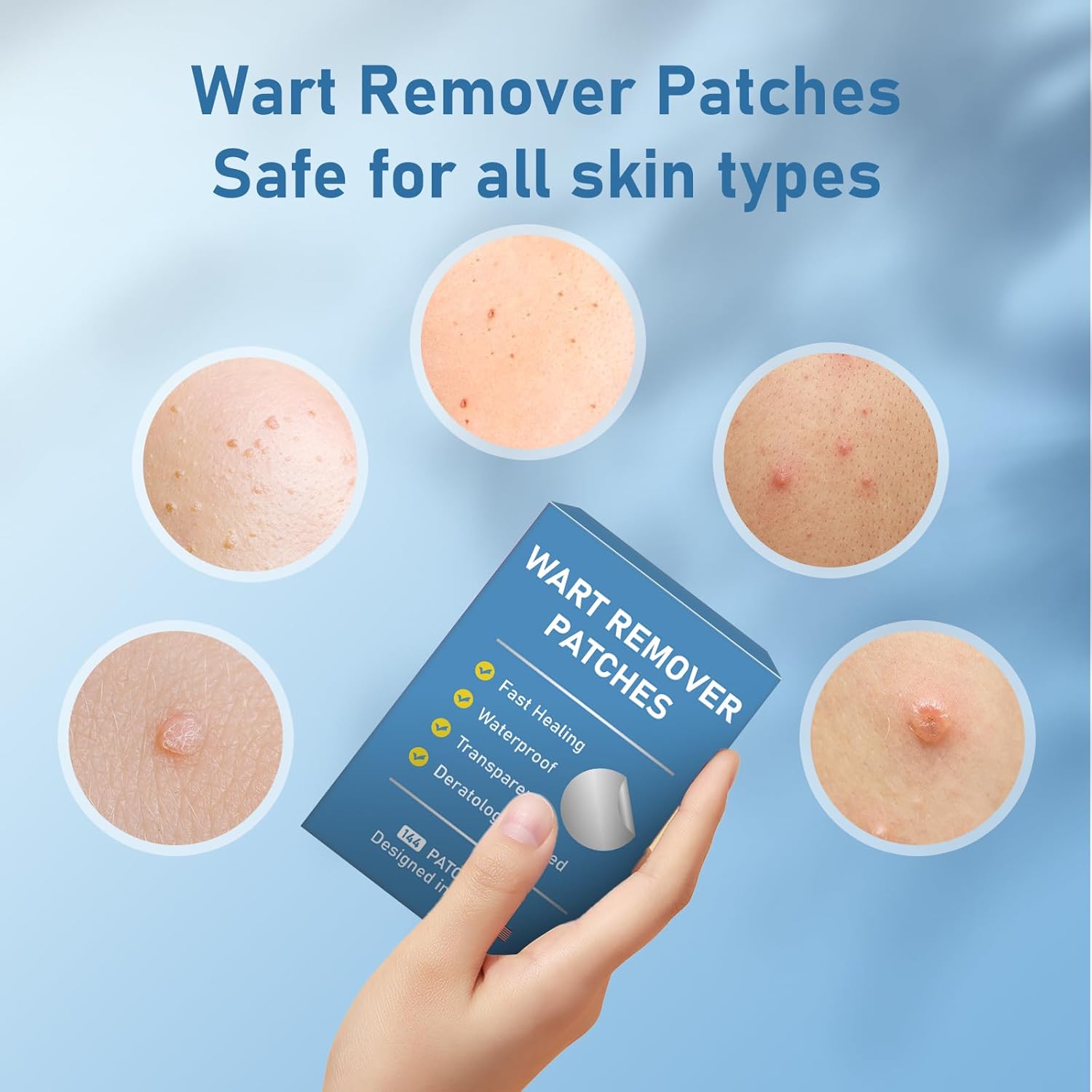 Wart Remover Patches, Quick and Effective Hydrocolloid Waterproof Skin Care Stickers for All Kinds of Skin, Friendly to New-User, 3 Boxes