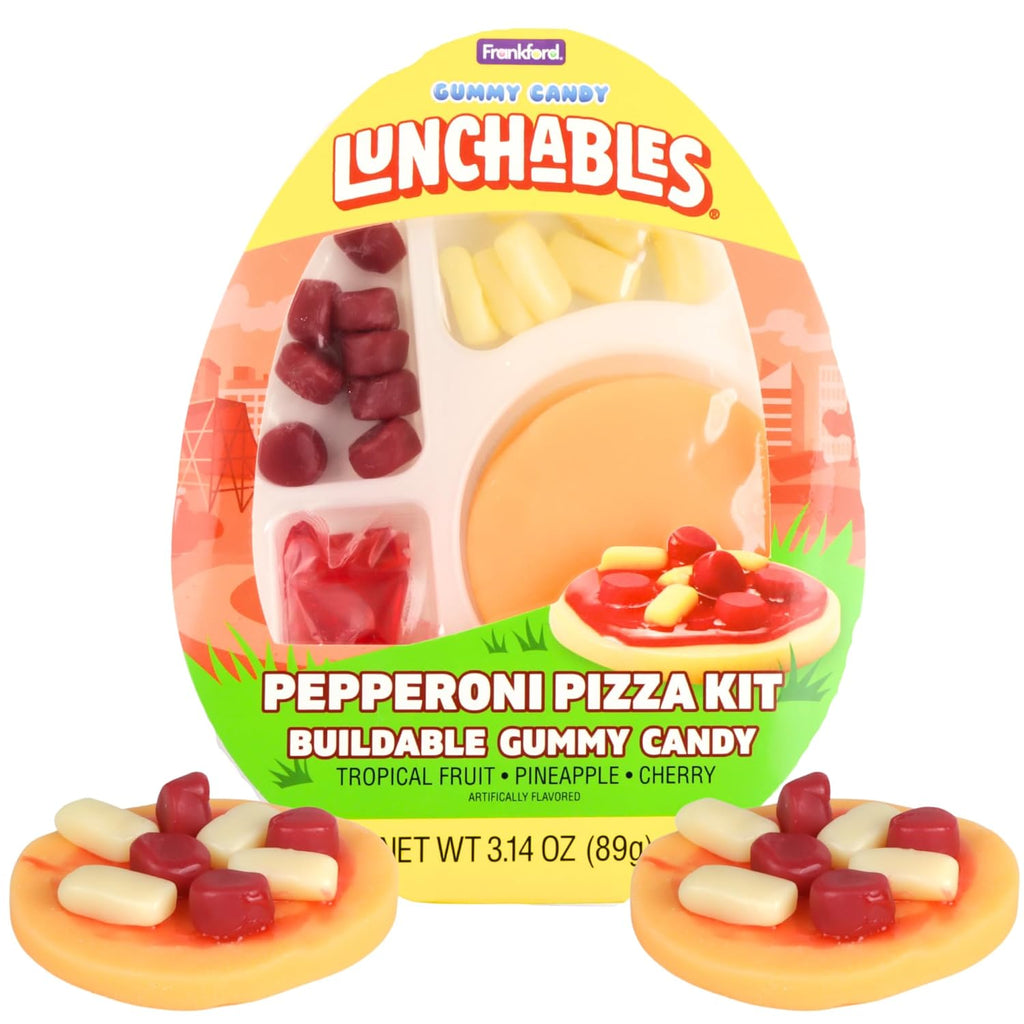 Frankford Pepperoni Pizza Gummy Lunchable Kit, Candy that Looks Like Food, Easter Basket Stuffers, 3.14 Ounces (Best By: 10/2026)