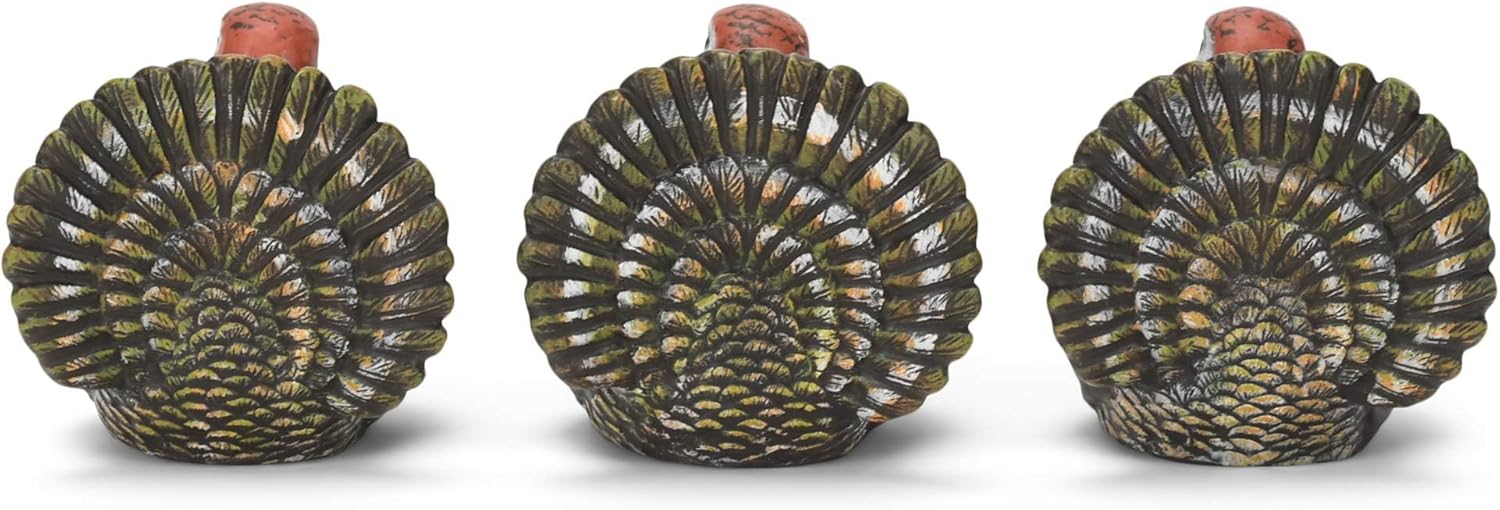 Set of 3 decorative wax candles (23 x 7.5 cm), sitting turkey design