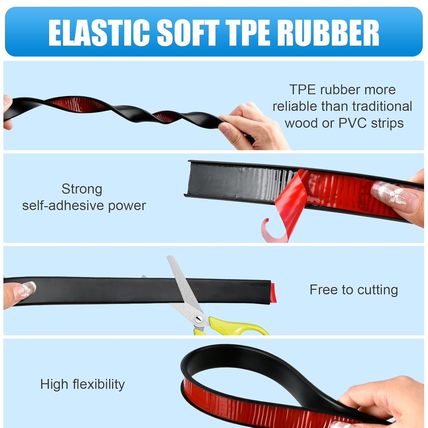 19.7Ft U Shape Banding, Fit 3/4inch Plywood Trim, Self-Adhesive TPE Edge Protector U Channel Safety Guards for Veneer Furniture Countertop Table Cabinets Shelves Black