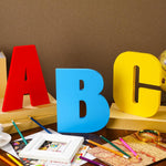 3 Pcs Large Abc Back to School Decoration Wooden Letters Table Centerpieces Yellow Red Blue Reading Corner Decoration for Friend Street Party Library Family Decor Gift, 9.06 Inch