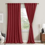 Velvet Curtains 108 inches Long - Room Darkening Curtains for Bedroom Thermal Insulated Christmas Window Drapes for Living Room，Rod Pocket and Back Tab, Burgundy Red, W52 x L108, 2 Panels