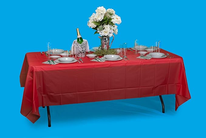 Crown Burgundy Plastic Table Cover 54" x 108"