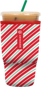 Sok It JavaSok Iced Coffee & Cold Soda Insulated Neoprene Cup Sleeve (Candy Cane Stripes, Large: 30-32oz)