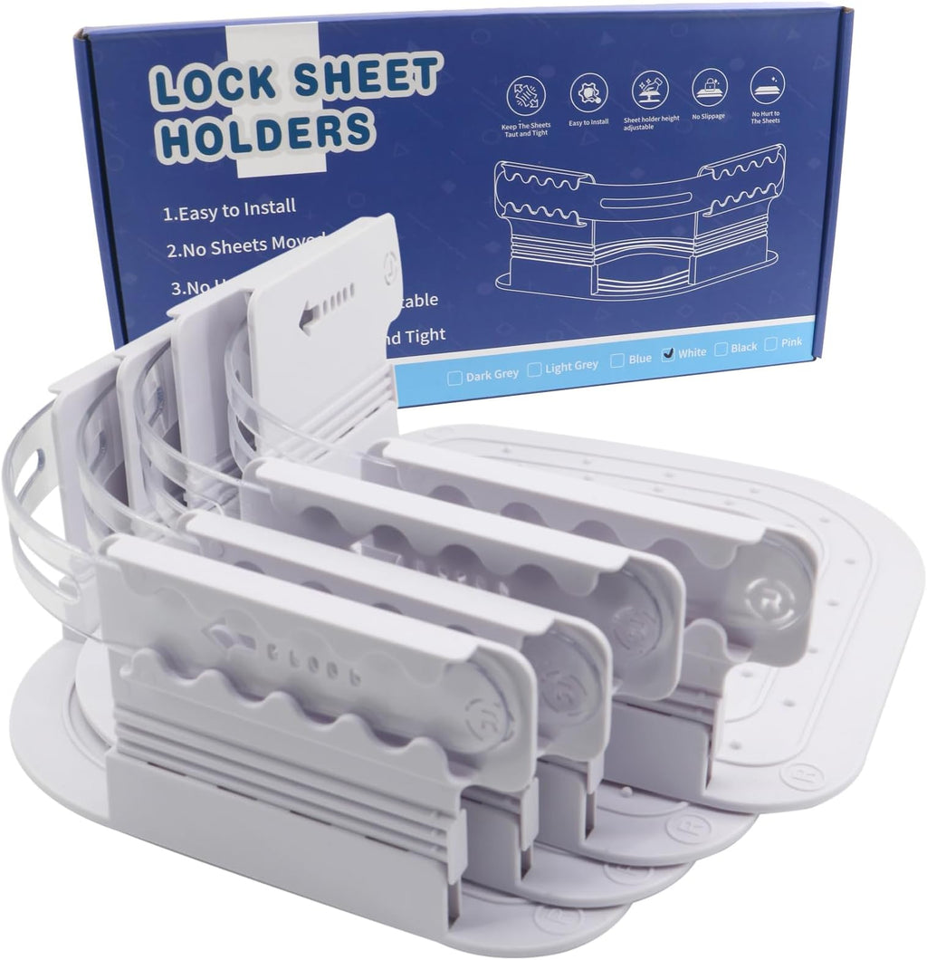 DIY Invisible Heavy Duty Bed Sheet Holder Non-Slip Adjustable Sheet Holders with Lock Strips.