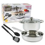 5pc Gibson Stainless Steel Cookware Set- Silver