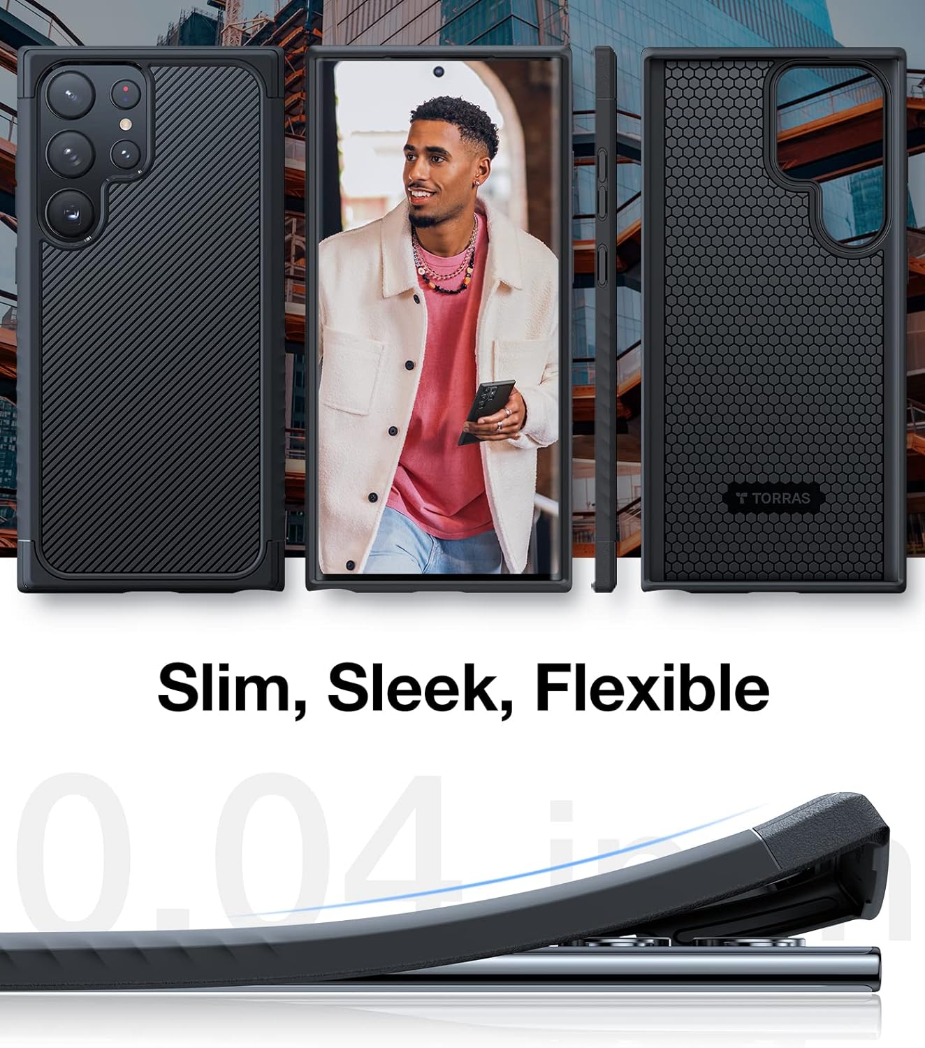 TORRAS Samsung Galaxy S23 Ultra Non-Slip Grip Case - Military Grade, Slim, Shockproof, Anti-Fingerprint, Matte Black