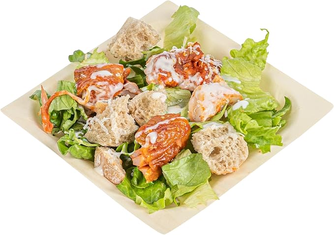 Restaurantware - Taipei 5.1 x 5.1 Inch Square Serving Plates, 200 Disposable Party Plates - Sustainable, Greaseproof, Poplar Wood Plates, Heavy-Duty, For Parties, Weddings, Camping, Picnics, And More