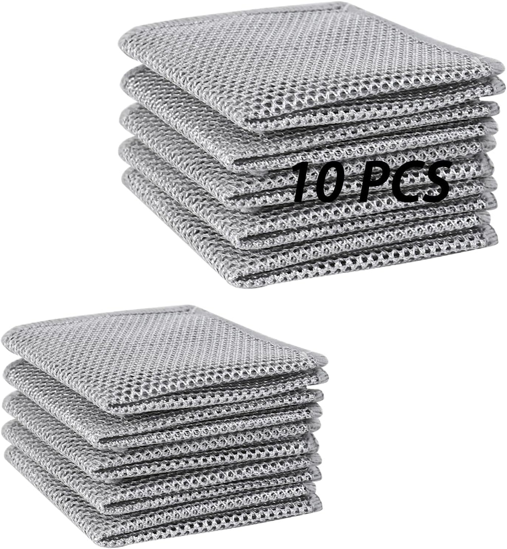 10 Pack Non Scratch Wire Dishcloth, Multipurpose Wire Washing Cloth for Wet and Dry, Scrubbing Wire Dishcloths for Kitchen