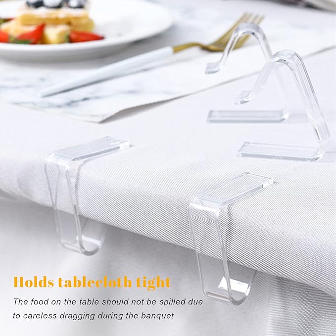 24 Pcs Transparent Plastic Tablecloth Clips, Plastic Table Cloth Hold Down Clips, Table Cloth Holder for Christmas Home Party Indoor Outdoor Camping (Small)