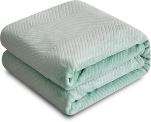Fleece Twin Blanket for Couch and Bed, 60x80 Inches Soft Cozy 3D Decorative Jacquard Flannel Blankets, Lightweight Fuzzy Warm Throws for Sofa, All Seasons,Sage Green - Wave