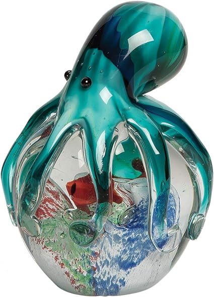 Green/Blue Octopus on Jellyfish Glass
