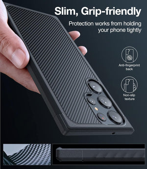 TORRAS Samsung Galaxy S23 Ultra Non-Slip Grip Case - Military Grade, Slim, Shockproof, Anti-Fingerprint, Matte Black