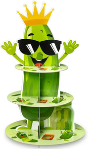 Funny Cucumber Cupcake Stand - 3 Tier Green Cartoon Fruit Cucumber Cupcake Tower Cardboard Dessert Holder Pastry Platter for Kids Birthday Summer Holiday Party Decoration Baby Shower Supplies