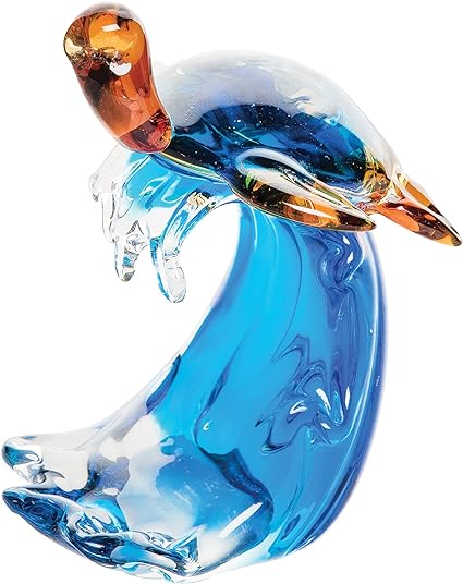 Turtle Curl Wave Coastal Art Glass Figurine