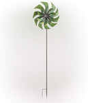 Green Metal Dual Kinetic Wind Spinner Garden Stake 15x6x72H