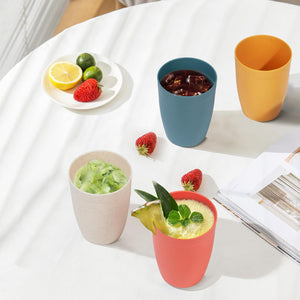 12 Ounce Set Of 6 Unbreakable wheat straw fiber cups Drinking Reusable Stackable Cup BPA Free Water colorful Tumblers For Kitchen Dishwasher And Microwave Safe 6 Colorful Cups.
