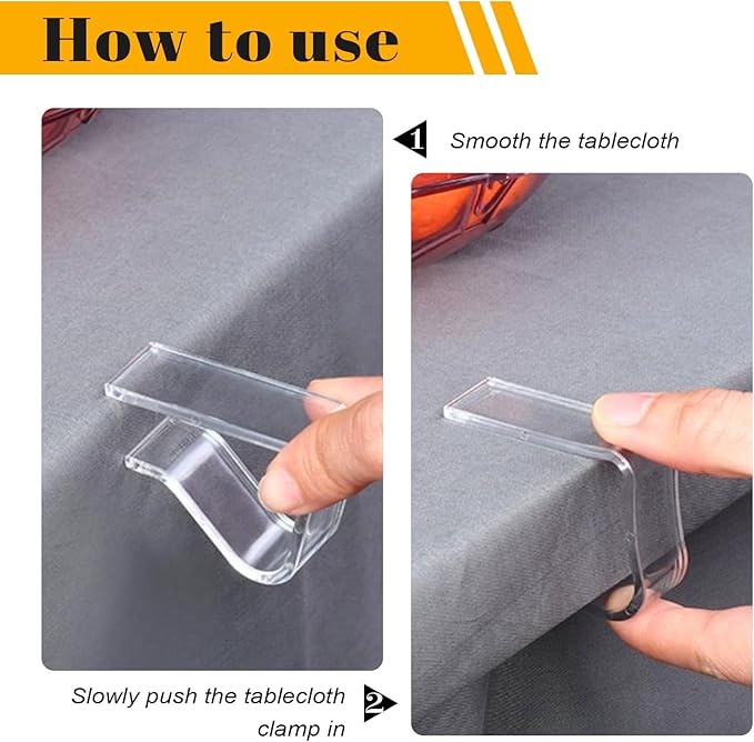 24 Pcs Transparent Plastic Tablecloth Clips, Plastic Table Cloth Hold Down Clips, Table Cloth Holder for Christmas Home Party Indoor Outdoor Camping (Small)