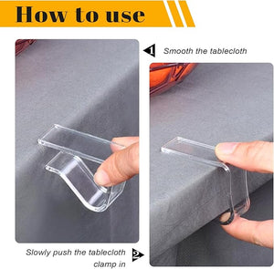24 Pcs Transparent Plastic Tablecloth Clips, Plastic Table Cloth Hold Down Clips, Table Cloth Holder for Christmas Home Party Indoor Outdoor Camping (Small)