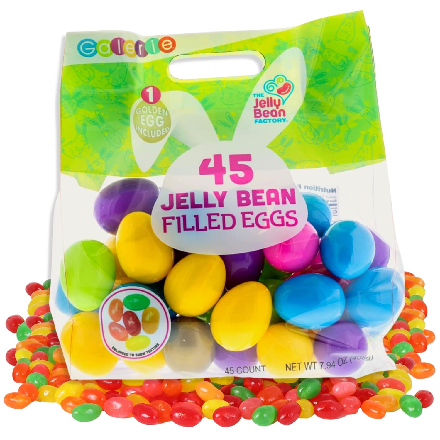 Bulk Plastic Candy Filled Easter Eggs with Jelly Beans, Basket Stuffers, Assorted Bag of 45 Eggs Including 1 Golden Egg!  (Best By: 9/30/26)