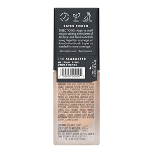 e.l.f. Flawless Satin Foundation, Lightweight & Medium Coverage, Semi-Matte Finish, Vegan & Cruelty-Free, Alabaster, 0.68 Fl Oz (20mL)