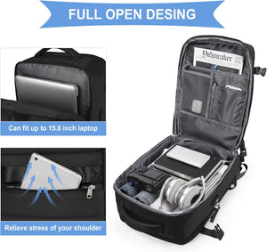 Travel Backpack For Women Men Airline Approved,Black Carry On Backpack,Large Hiking Waterproof Outdoor Sports Rucksack Casual Daypack Fit 15.6 Inch Laptop Backpack for College