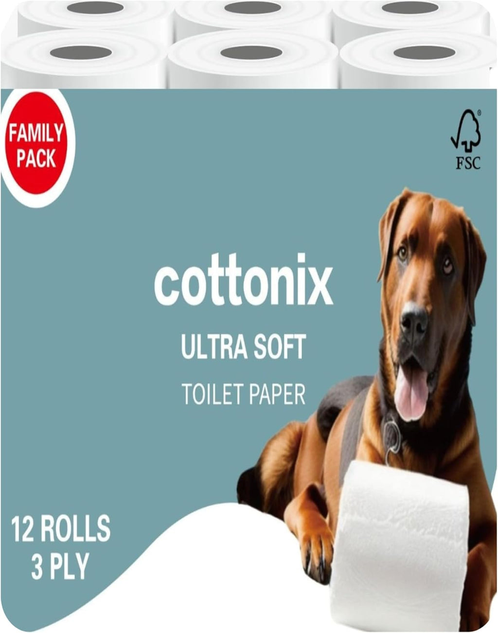 Cottonix Ultra Soft 3-Ply Toilet Paper – 12 Rolls, 200 Sheets Each, Made with Natural Virgin Wood Pulp