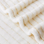 Super Soft Flannel Twin Blanket 60x80 Inches, Premium Gold Glitter Stripes Silky Fleece Lightweight Bed Blanket All Season Use, Ivory, 60"x80"