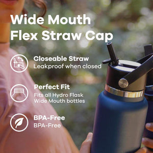 Hydro Flask Wide Mouth Leakproof Flex Straw Cap, Black