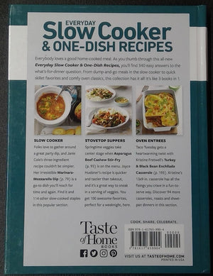 Taste of Home Everyday Slow Cooker/1-Dish Recipes Hard Cover Book 256 Pages 8.25x11